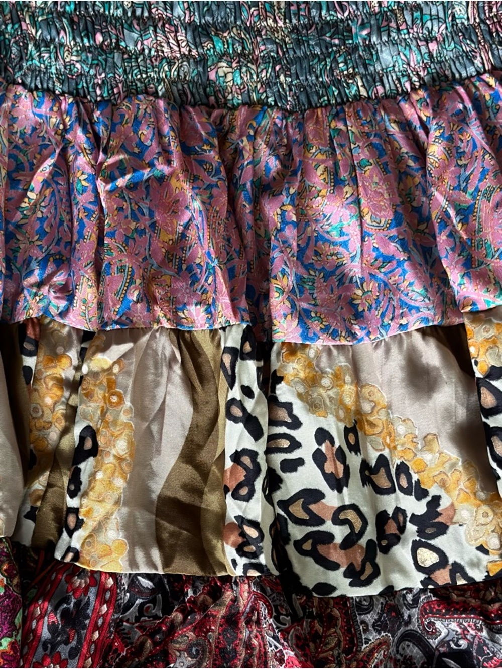 Karma Highway Boho Patchwork Mini Skirt One Size Paisley Tiered Festival 90s Y2K - Picture 3 of 5